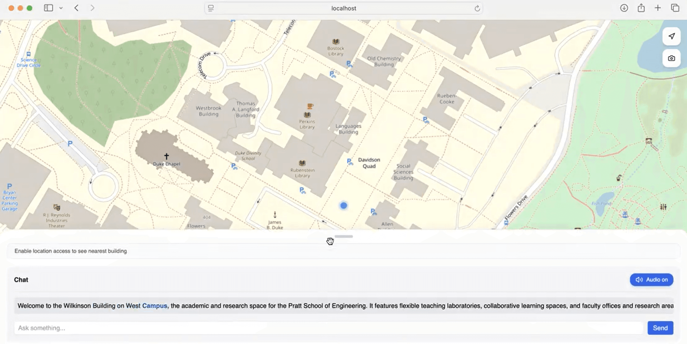 Screenshot placeholder for “Duke AI Tour Guide”